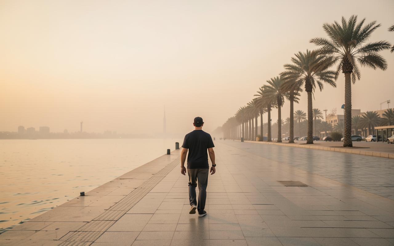 Walking the corniche at sunrise